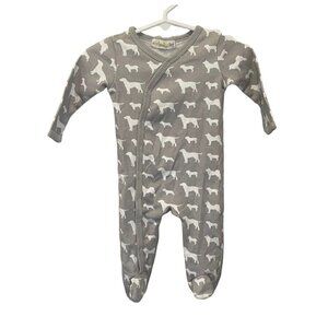 Carley Barley Kid's Love Dogs sleeper pajamas Gray/White 3-6M organic cotton